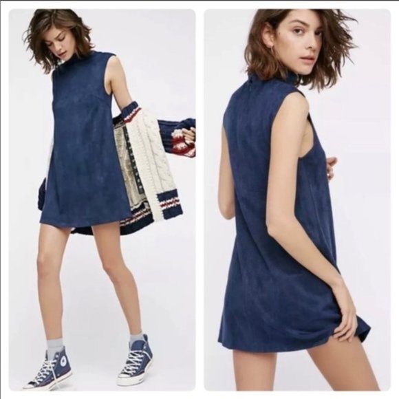 Free People x LENNI Faux Suede Shift Dress XS - Picture 3 of 15